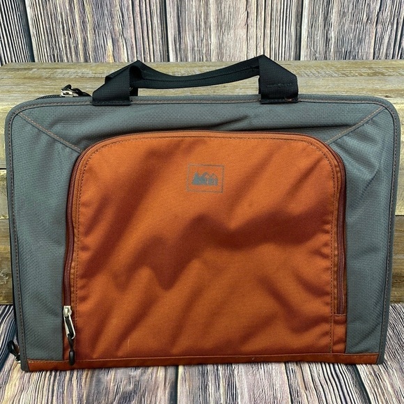 REI Orange & Gray Laptop Travel Case- 17”x 12” W/ Multiple Zippered Pouches